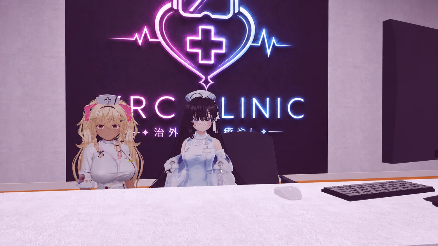 受付で来院者を迎えるVRC CLINICのスタッフ